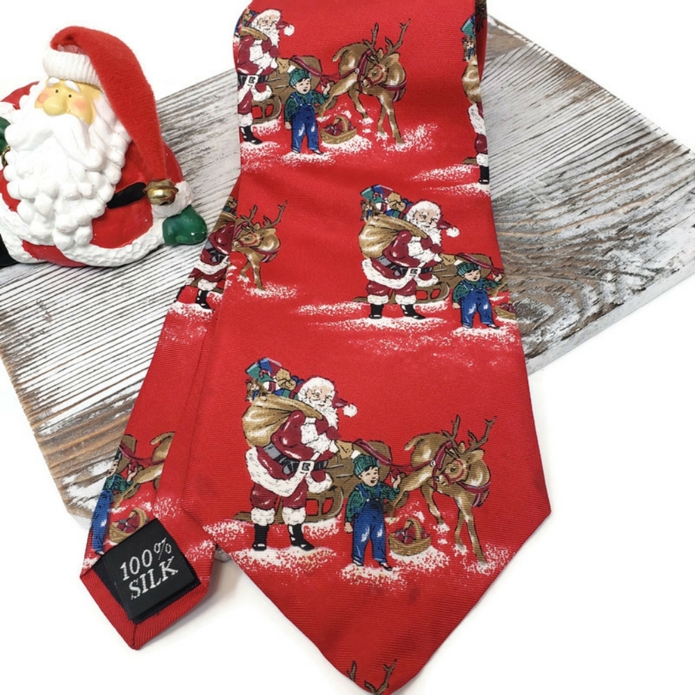 Reed St. James 100% Red Christmas Necktie
